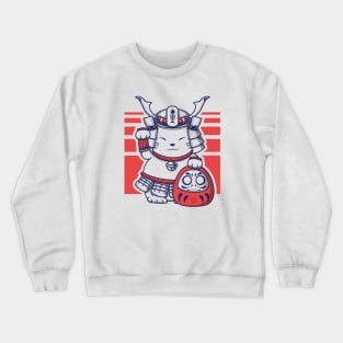 maneki neko lucky cat with daruma illustration Crewneck Sweatshirt